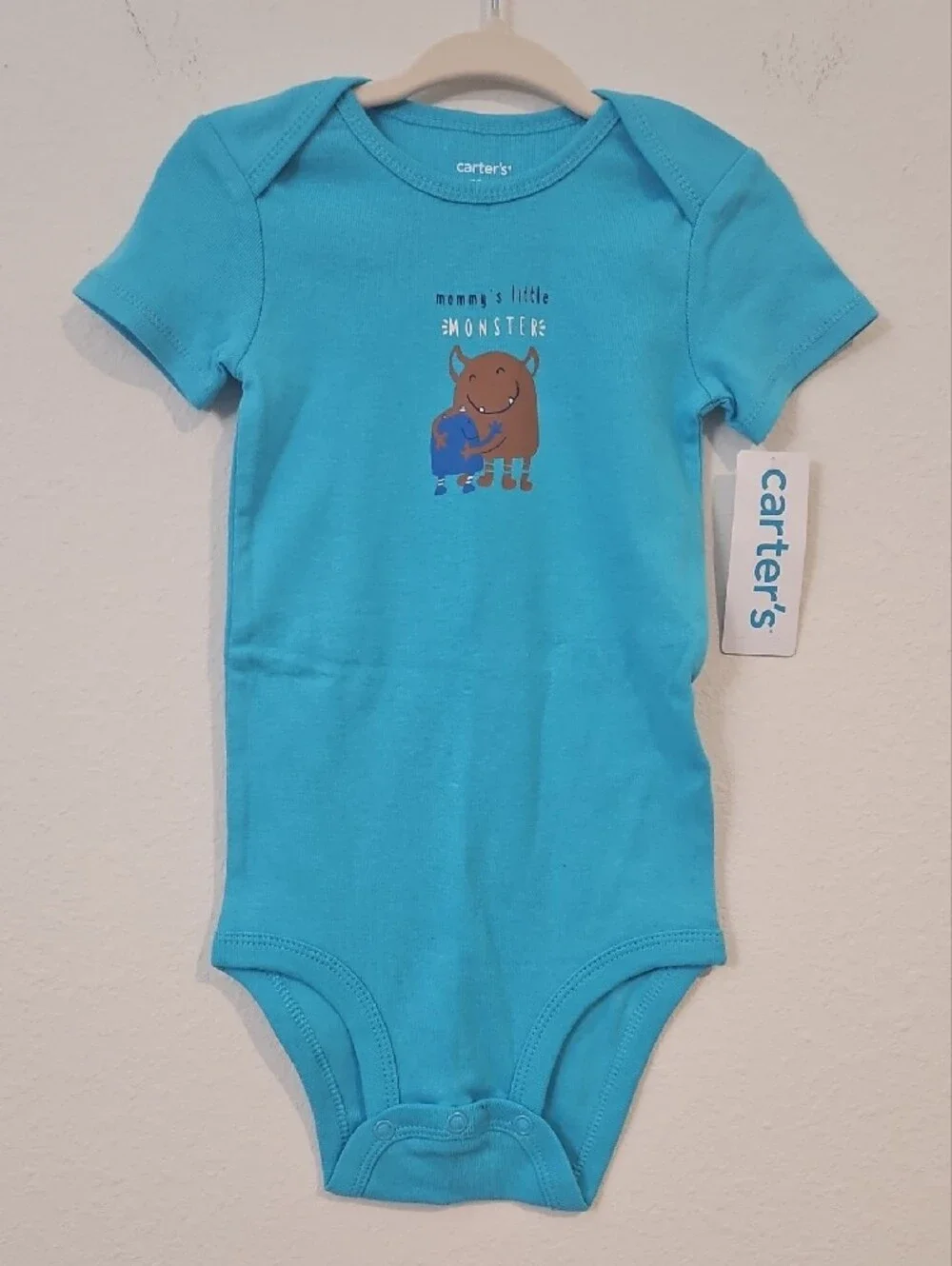 Carter's Blue, Gray & White Monster and Dog Short-Sleeve Bodysuits